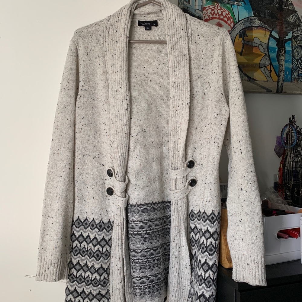 Fortune + Ivy Medium Raiden Tab Detail Cardigan Grey